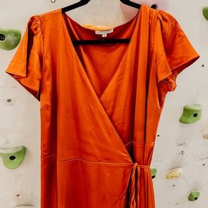 Satin Rust Copper Wrap Bridesmaid Dress